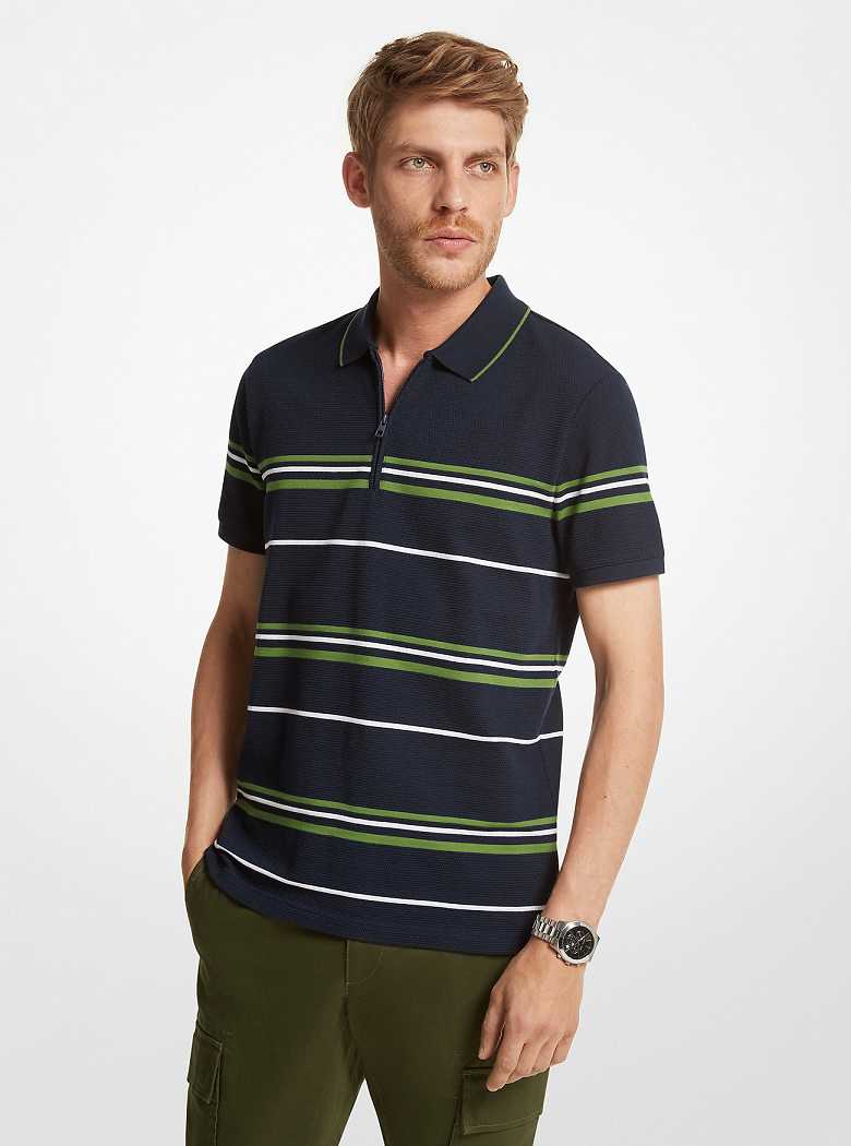 Michaelkors Striped Textured Cotton Blend Azuis | SN-MK27973