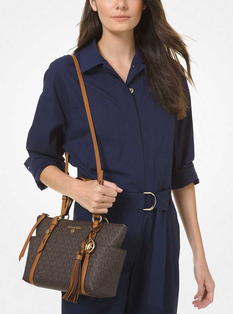 Michaelkors Sullivan Small Logo Top-Zip Marrom | SN-MK26896