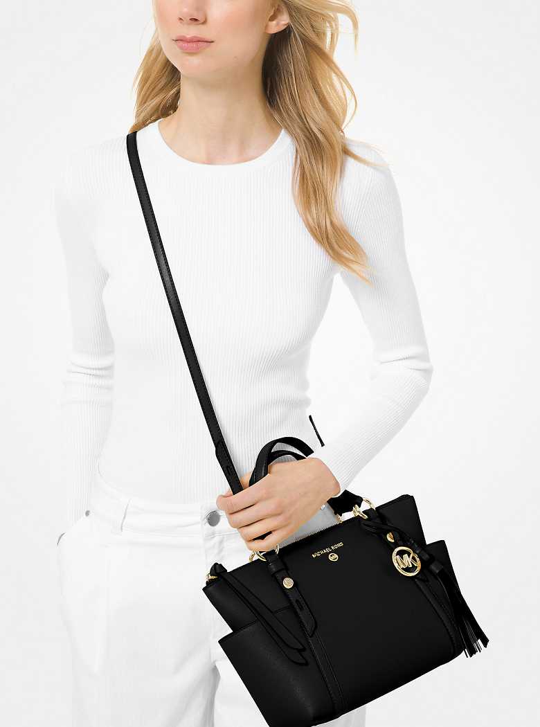 Michaelkors Sullivan Small Saffiano Leather Top-Zip Pretas | SN-MK26892
