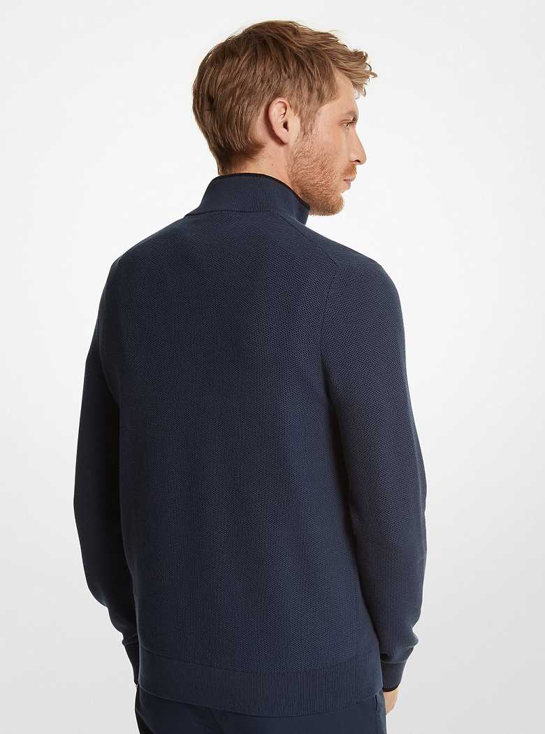Michaelkors Textured Cotton Half-Zip Azuis | SN-MK28061