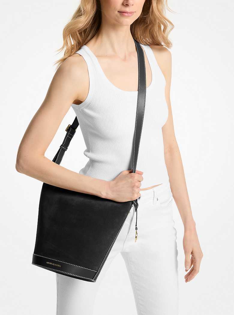 Michaelkors Townsend Topstitched Suede Pretas | SN-MK27251