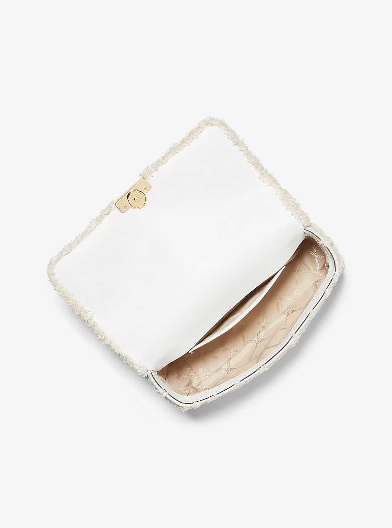 Michaelkors Tribeca Large Frayed Denim Branco | SN-MK27005