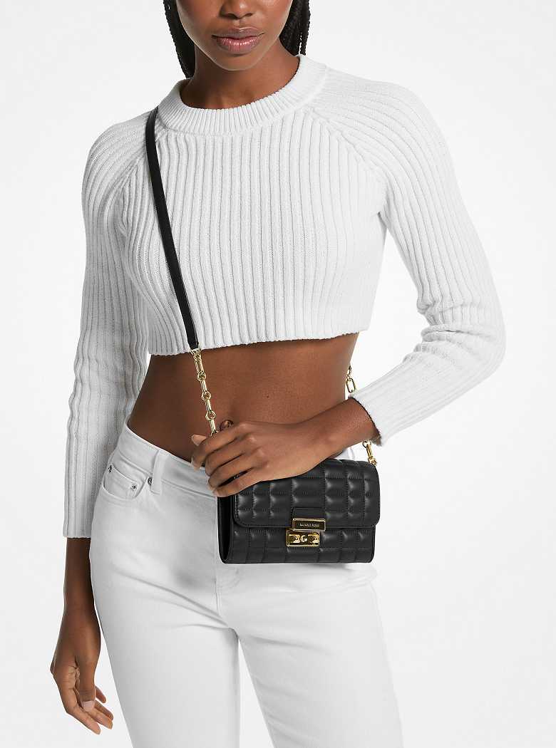 Michaelkors Tribeca Large Leather Convertible Pretas | SN-MK27130
