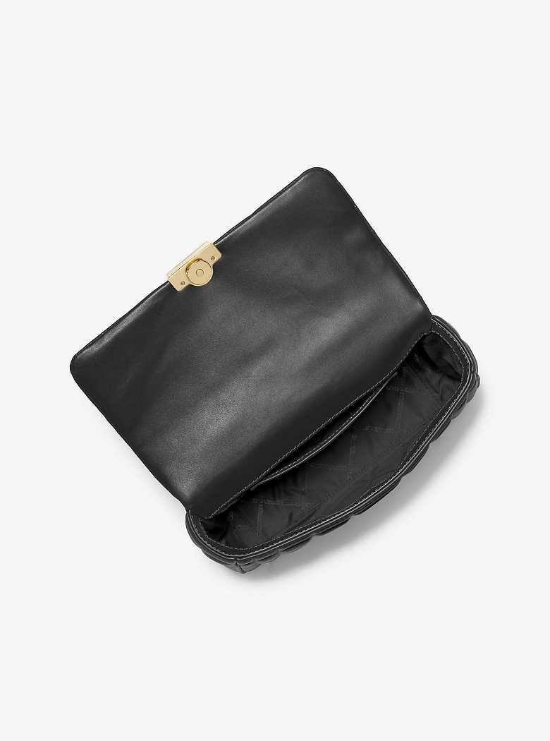 Michaelkors Tribeca Large Quilted Leather Pretas | SN-MK26993