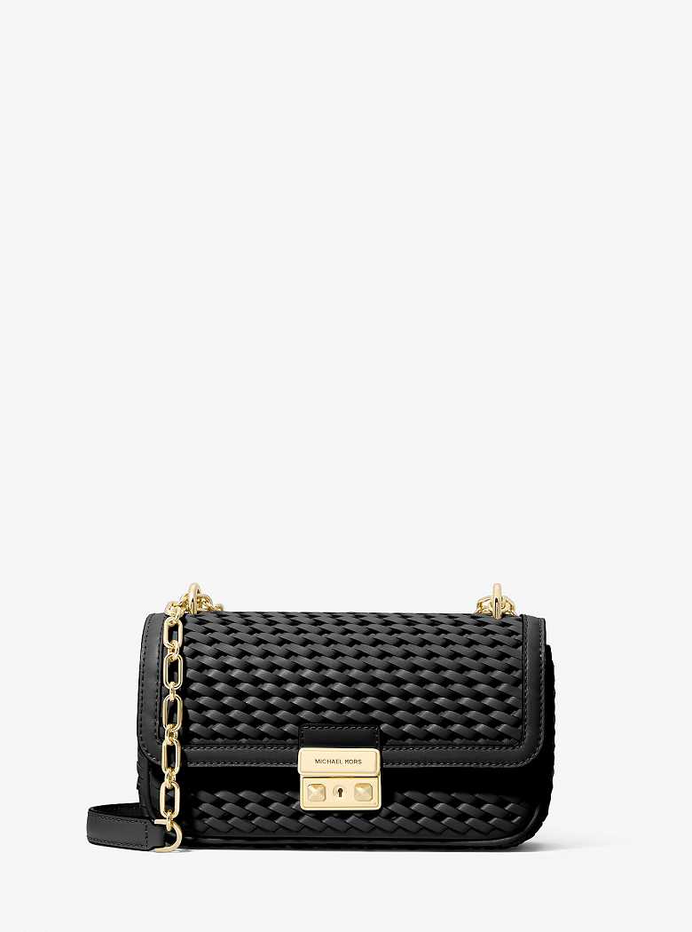 Michaelkors Tribeca Small Hand-Woven Leather Pretas | SN-MK26937