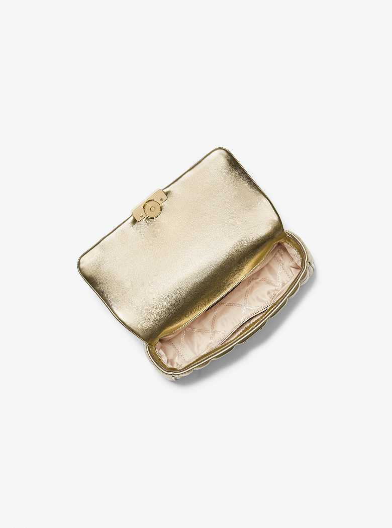 Michaelkors Tribeca Small Quilted Metallic Leather Douradas | SN-MK26945