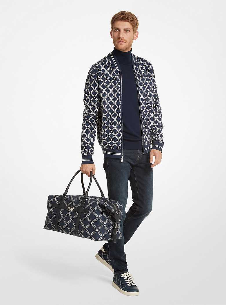 Michaelkors Varick Empire Logo Jacquard Azul Marinho | SN-MK28159