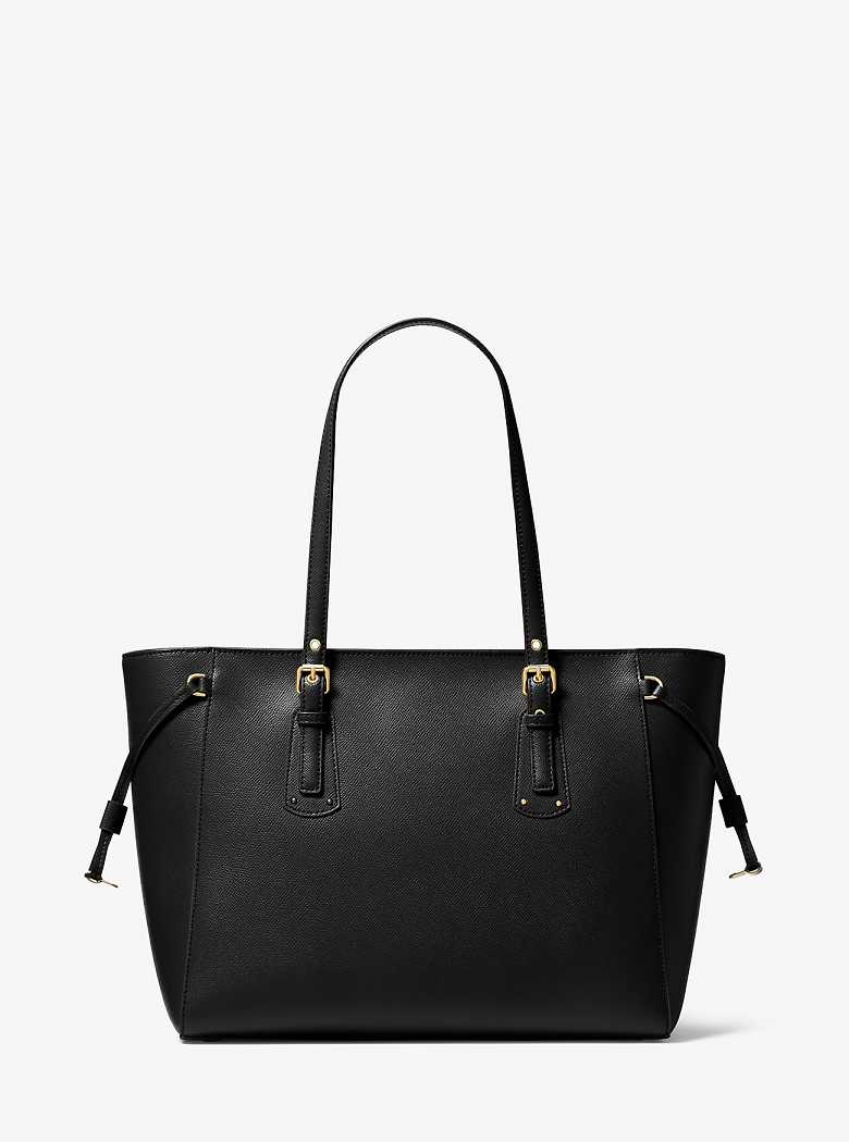 Michaelkors Voyager Medium Crossgrain Leather Pretas | SN-MK26883