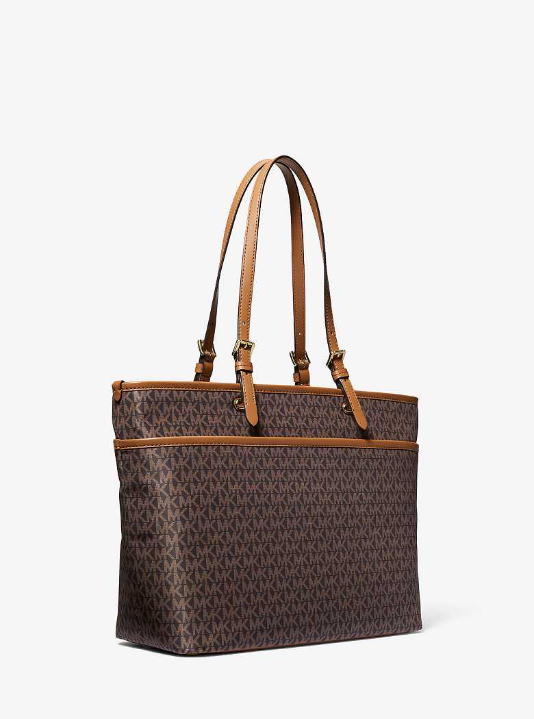 Michaelkors Winston Large Signature Logo Print Woven Pocket Marrom | SN-MK26889