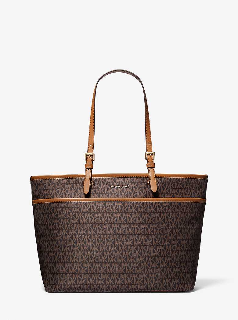 Michaelkors Winston Large Signature Logo Print Woven Pocket Marrom | SN-MK26889