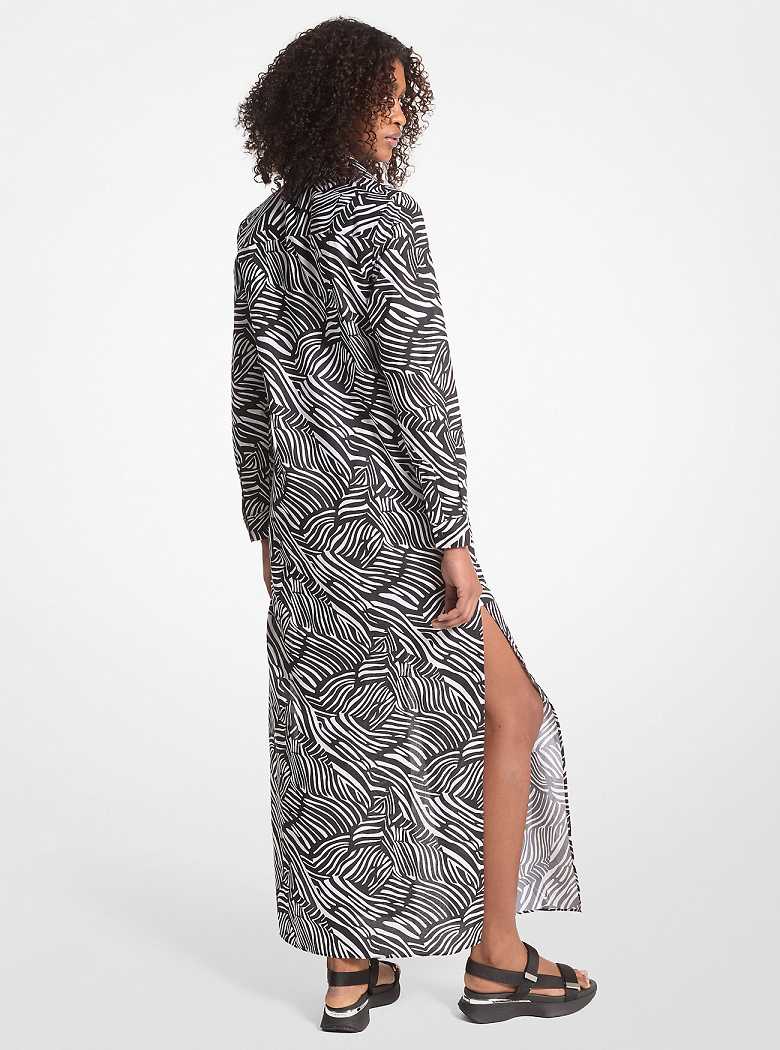 Michaelkors Zebra Print Organic Cotton Lawn Pretas Branco | SN-MK26718