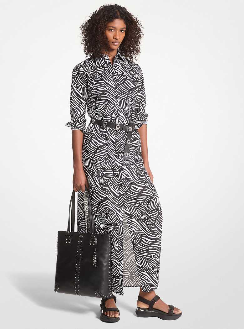 Michaelkors Zebra Print Organic Cotton Lawn Pretas Branco | SN-MK26718