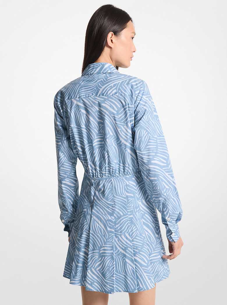 Michaelkors Zebra Print Stretch Cotton Poplin Luz Azuis | SN-MK26713