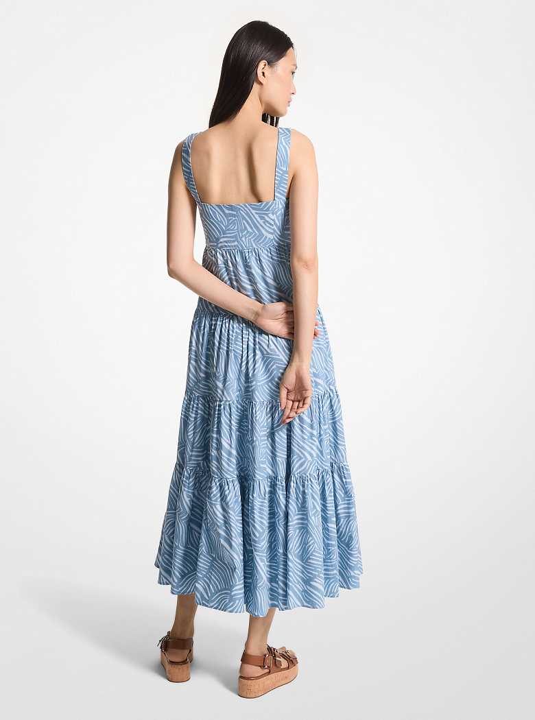 Michaelkors Zebra Print Stretch Organic Cotton Poplin Luz Azuis | SN-MK26686