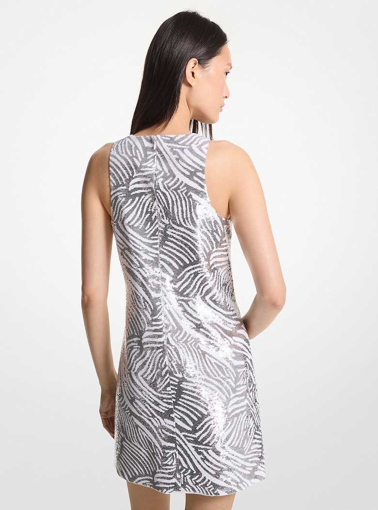Michaelkors Zebra Sequined Tank Branco Prateadas | SN-MK26756